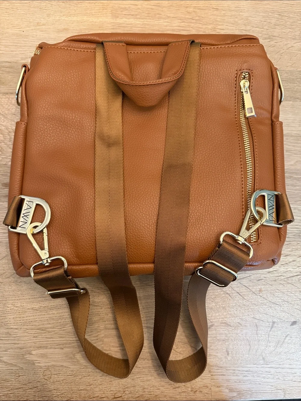 Fawn Design Cognac Leather Mini Backpack